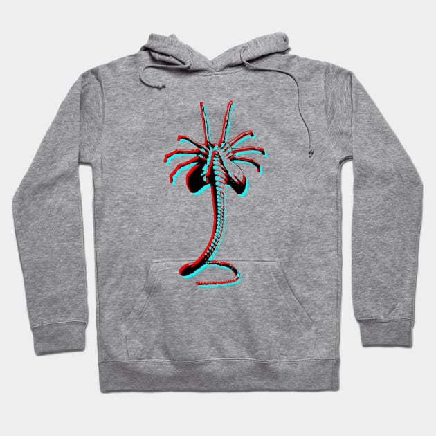 Retro 3D Glasses Style - Xenomorph face hugger Hoodie by ROBZILLA